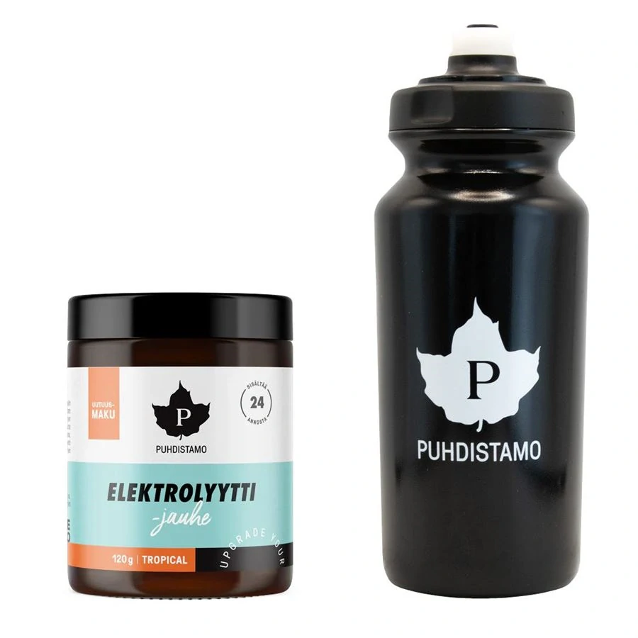 Puhdistamo Electrolyte Powder 120g tropical + láhev 500ml ZDARMA