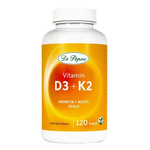 Dr. Popov Vitamin D3 + K2, 120 kapslí