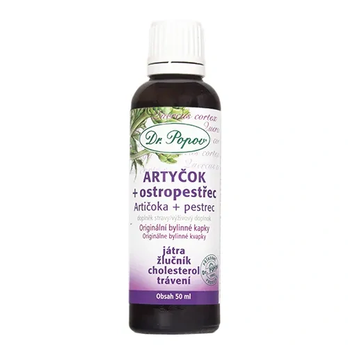 Dr. Popov Bylinné kapky Artyčok + ostropestřec 50ml