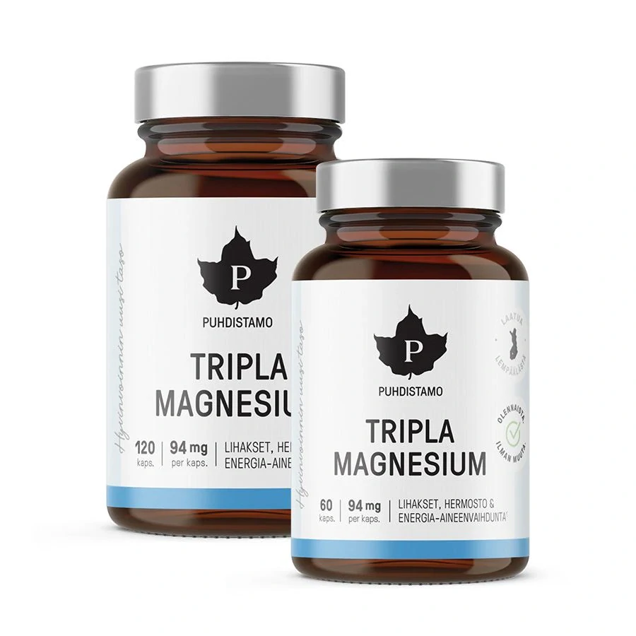 Puhdistamo Triple Magnesium 120 kapslí + 60 kapslí ZDARMA (Hořčík)
