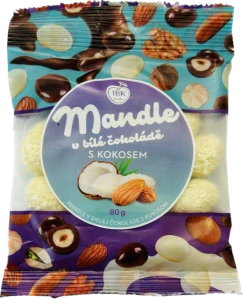 IBK Mandle v bílé čokoládě s kokosem 80g
