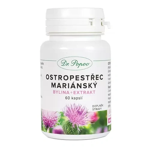 Dr. Popov Ostropestřec mariánský (bylina + extrakt) 60 kapslí