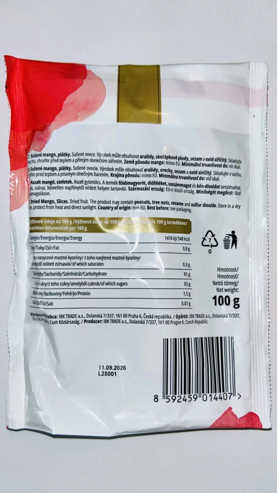 IBK Mango sušené bez cukru plátky 100g