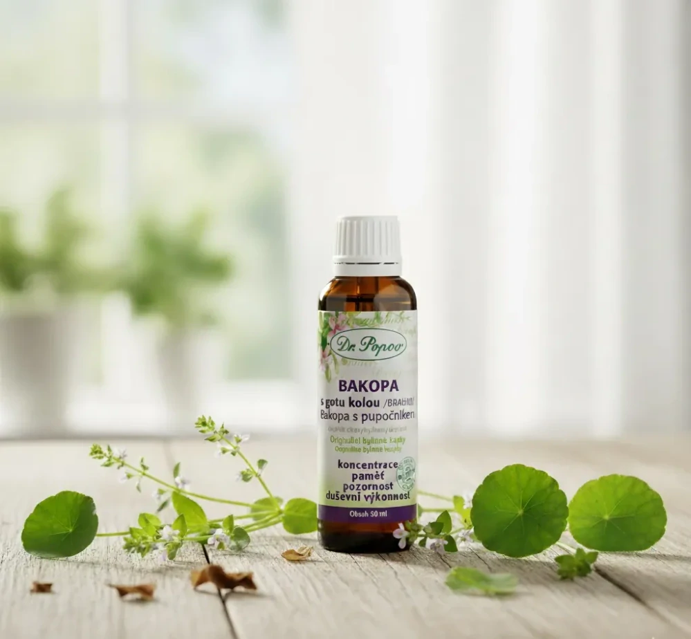 Dr. Popov Bylinné kapky Bakopa s gotu kolou (Brahmi) 50 ml