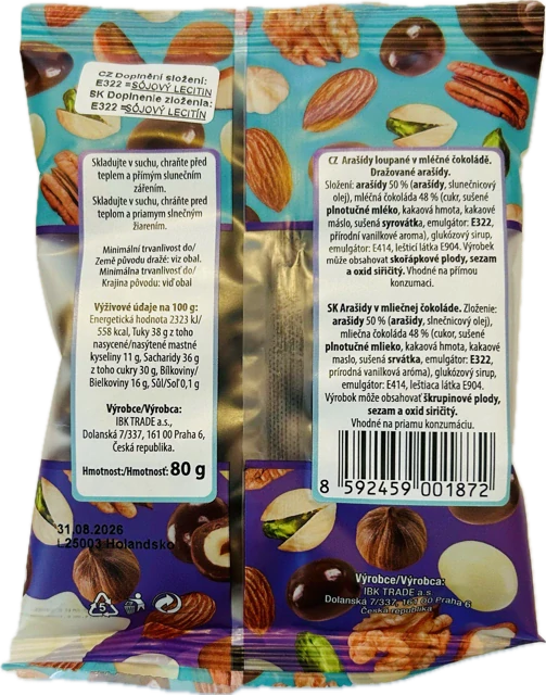 IBK Arašídy v mléčné čokoládě 80 g