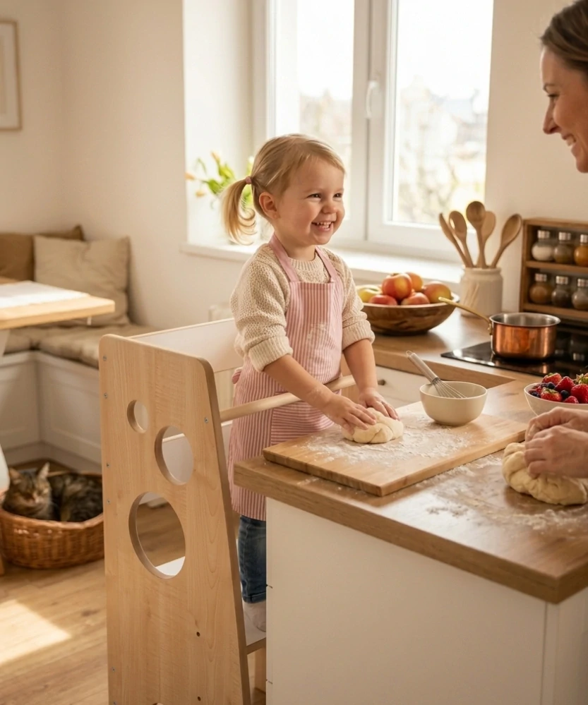 CZ Montessori rostoucí dětská učící věž 3v1 LINDA Maple