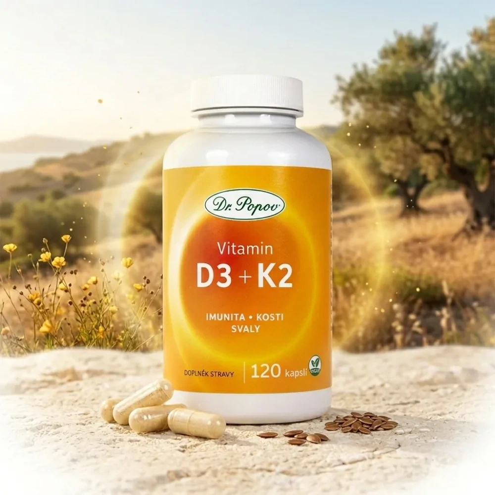 Dr. Popov Vitamin D3 + K2, 120 kapslí