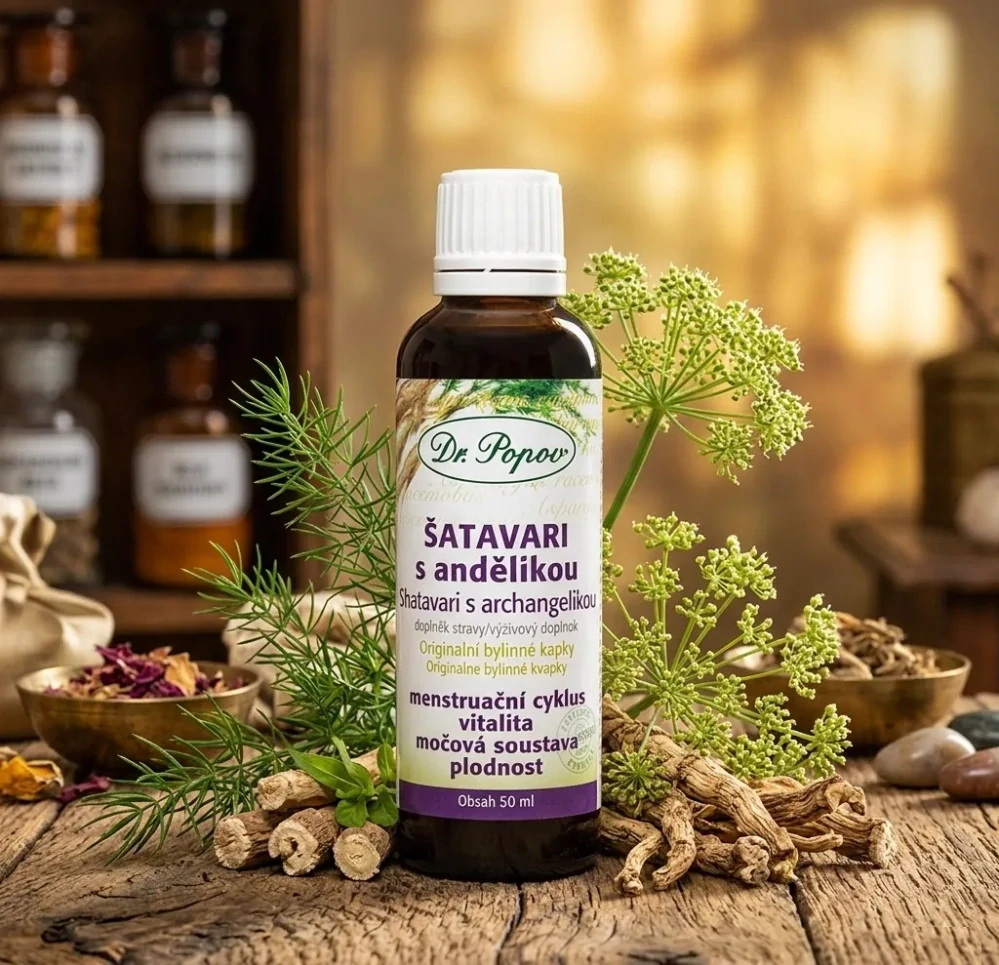 Dr. Popov Bylinné kapky Šatavari s andělikou 50ml