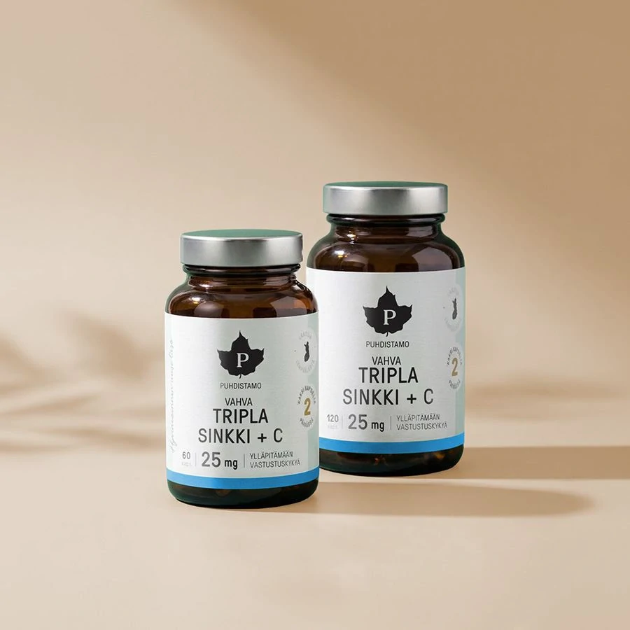 Puhdistamo Triple Zinc 25mg + Vitamin C 120 kapslí + 60 kapslí ZDARMA