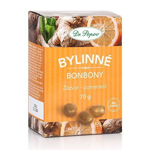 Dr. Popov Bonbony Zázvor - pomeranč 70 g